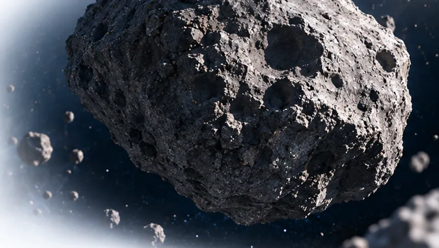 An asteroid in space